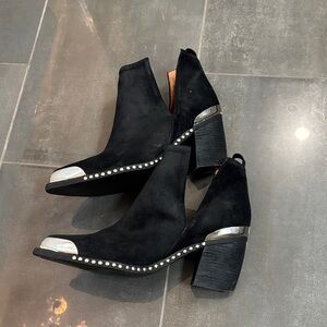 Jeffrey Campbell Black Ankle Boots with Silver Accents